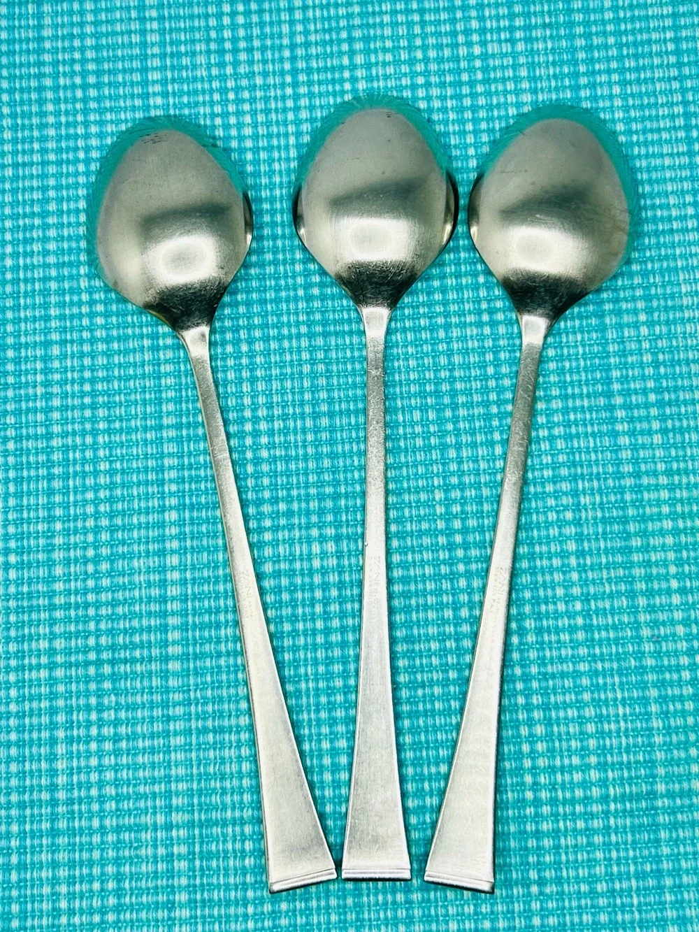 3 Vtg Zani Sabrina Teaspoons Stainless MCM Nencioni And Moleri 1978 Italy 7.25”